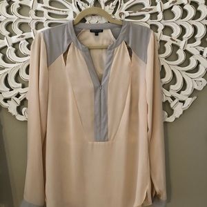Blush pink sheer blouse - warehouse brand